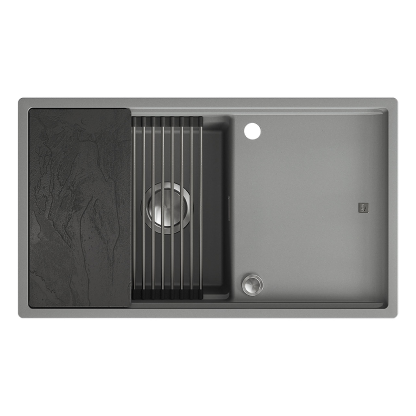 Zlewozmywak 1-komorowy Z Ociekaczem Deską I Rollmatą Tuvalu Volcano Grey 78x45,3