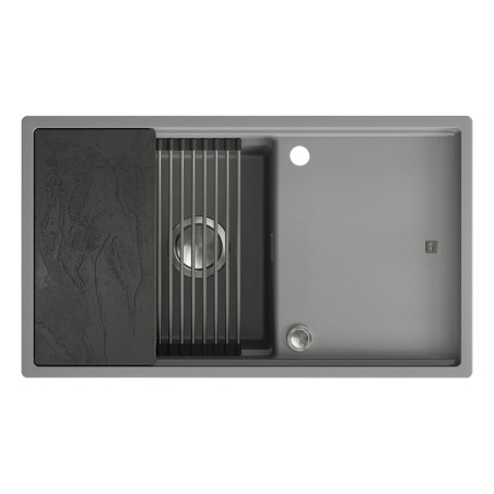 Zlewozmywak 1-komorowy Z Ociekaczem Deską I Rollmatą Tuvalu Volcano Grey 78x45,3