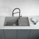 Zlewozmywak 1-komorowy Z Ociekaczem Deską I Rollmatą Tuvalu Volcano Grey 78x45,3