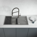 Zlewozmywak 1-komorowy Z Ociekaczem Deską I Rollmatą Tuvalu Volcano Grey 78x45,3