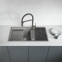 Zlewozmywak 1-komorowy Z Ociekaczem Deską I Rollmatą Tuvalu Volcano Grey 78x45,3