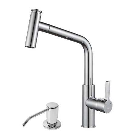 Bateria Zlewozmywakowa Stojąca Z Wyciąganą Wylewką TORO II + Dozownik LIBRA Chrom Bateria Zlewozmywakowa Stojąca Z Wyciąganą Wylewką TORO II + Dozownik LIBRA Chrom