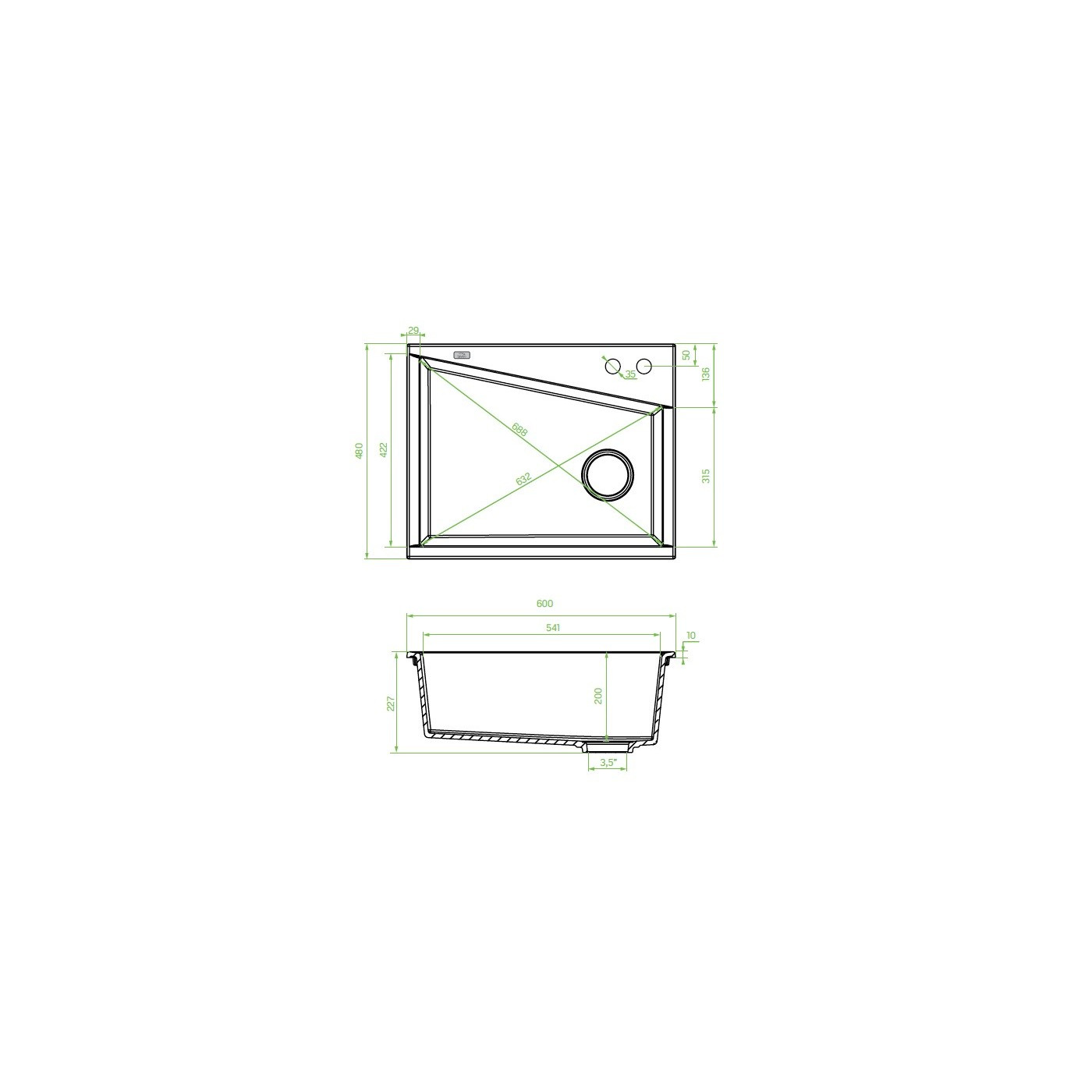 Zlew Zlewozmywak Granitowy Szary GRENADA