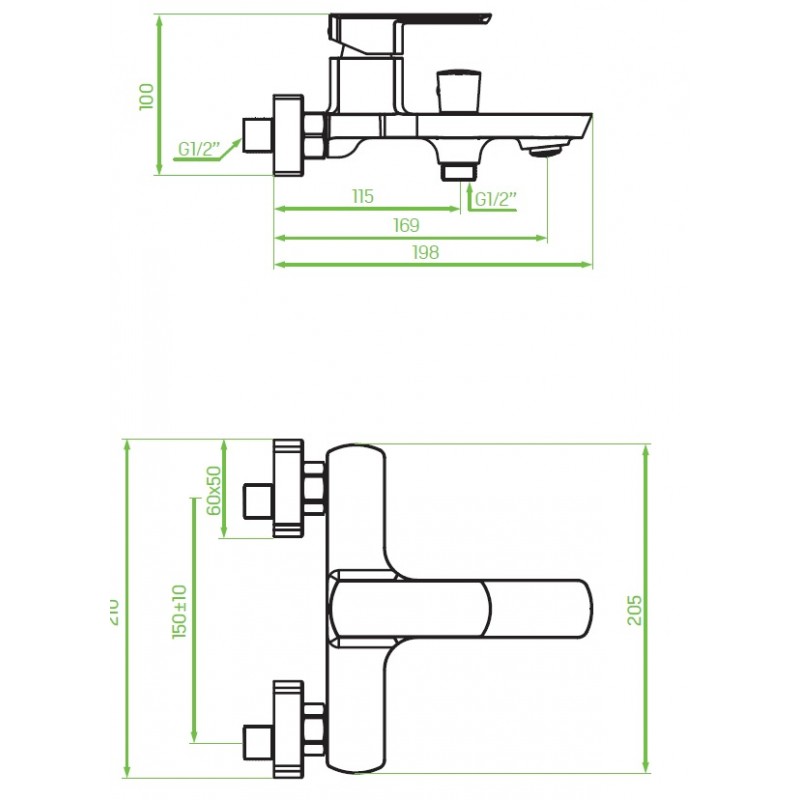 Bateria Wannowa Ścienna CALLA LAVEO Bateria Wannowa Ścienna CALLA LAVEO