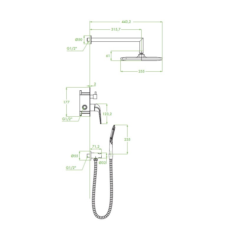 ZORITA Bateria Natryskowa Podtynkowa z Zestawem ZORITA Bateria Natryskowa Podtynkowa z Zestawem