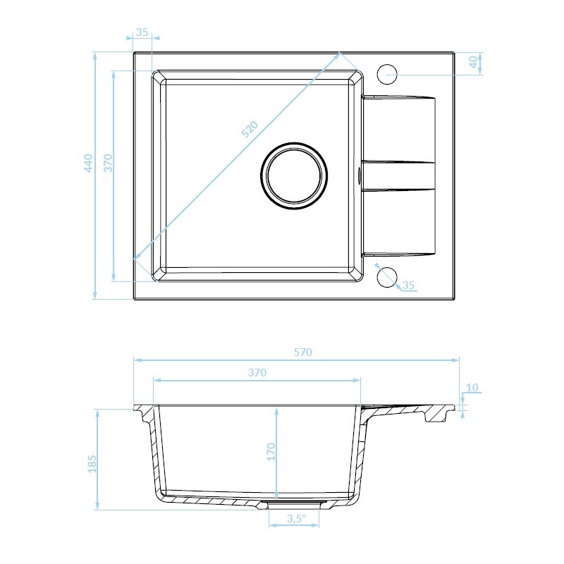Zlewozmywak Zlew Granitowy z Syfonem Beżowy Zlewozmywak Zlew Granitowy z Syfonem Beżowy