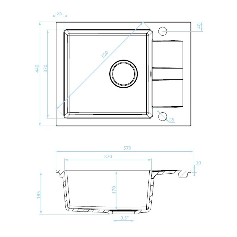 Zlewozmywak Granitowy Bateria elastyczna Syfon Szary Zlewozmywak Granitowy Bateria elastyczna Syfon Szary