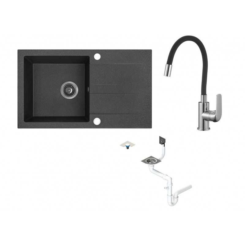 Zlewozmywak Zlew Granitowy Bateria elastyczna Syfon Zlewozmywak Zlew Granitowy Bateria elastyczna Syfon
