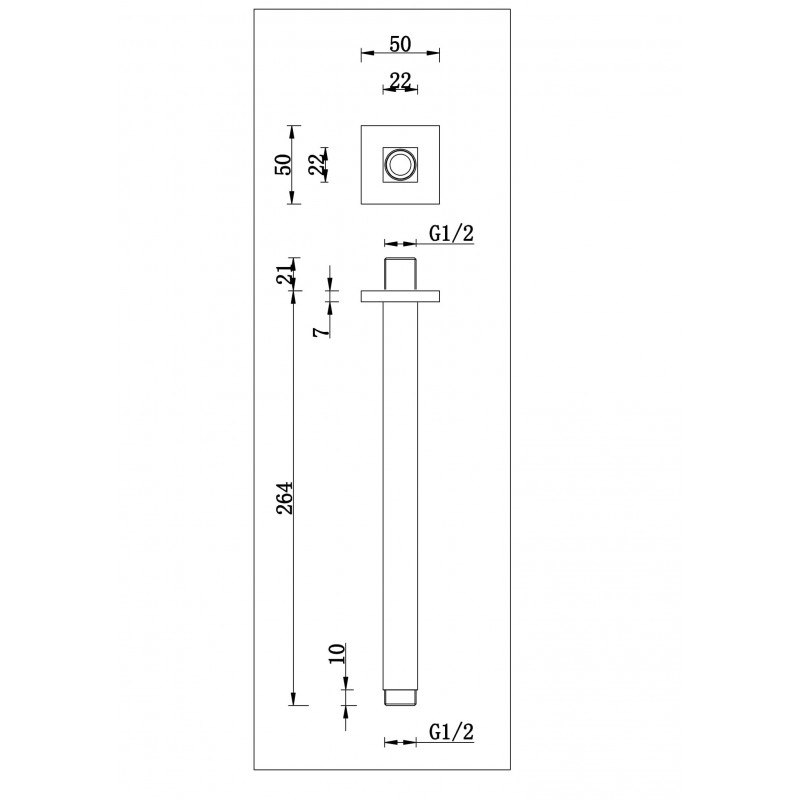KVADRATO Wylewka Sufitowa Deszczowni Czarna