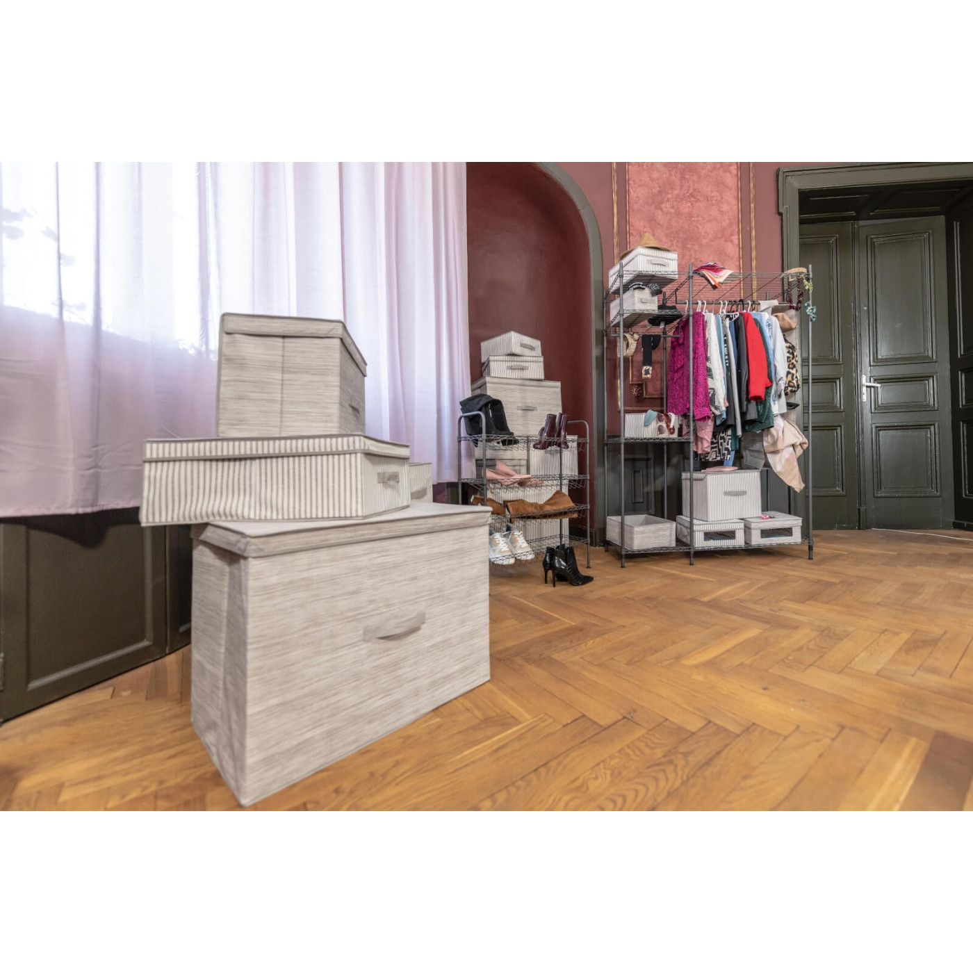 Pudełko do Przechowywania z Pokrywką Tekstylne XL