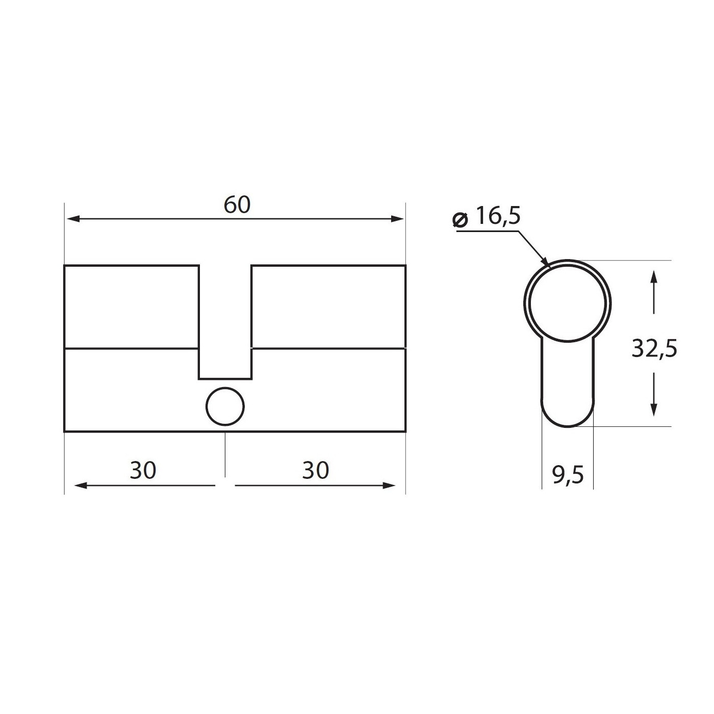 Wkładka 30 x 30 mm Dwustronna Nikiel 3 Klucze
