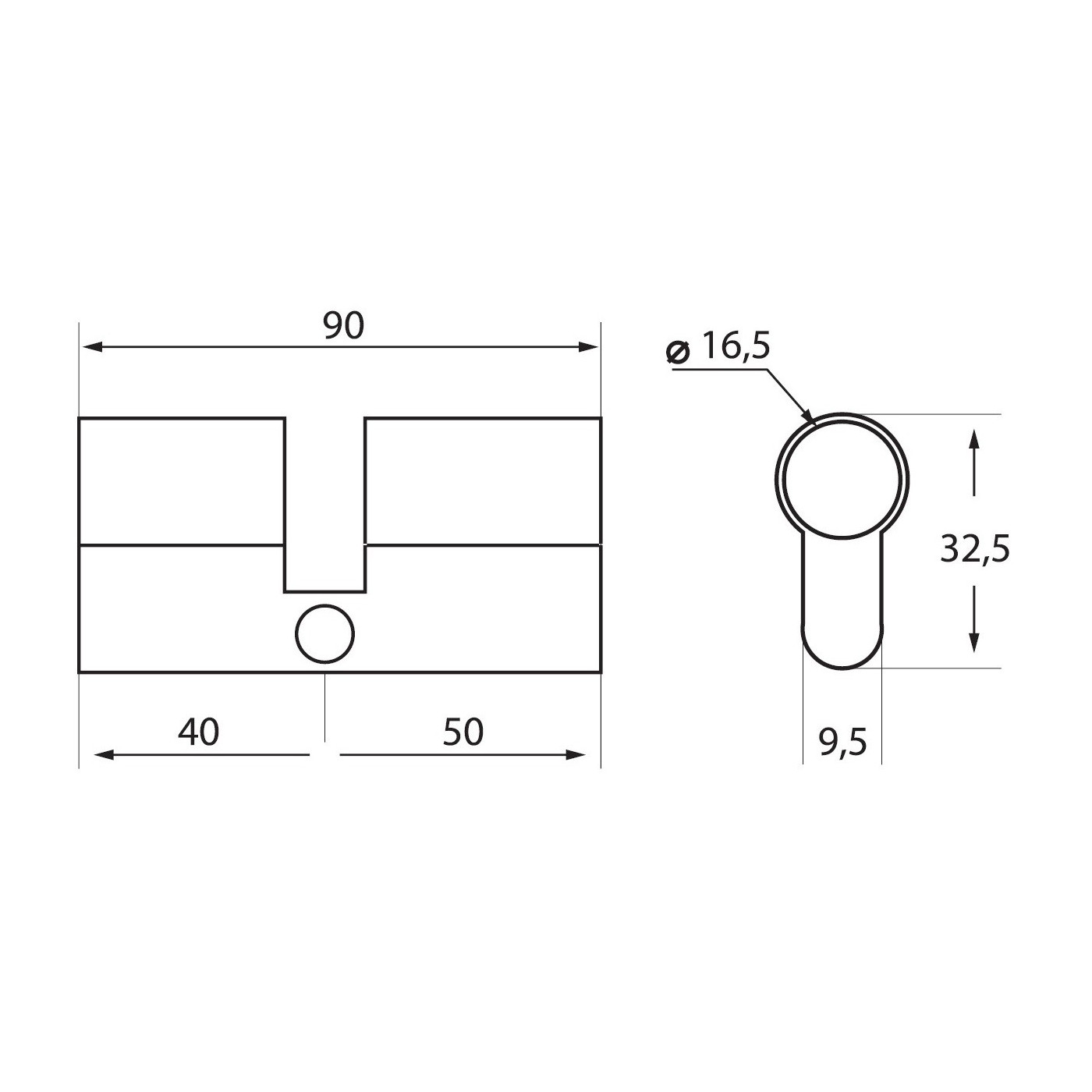 Wkładka 40 x 50 mm Dwustronna Nikiel 3 Klucze