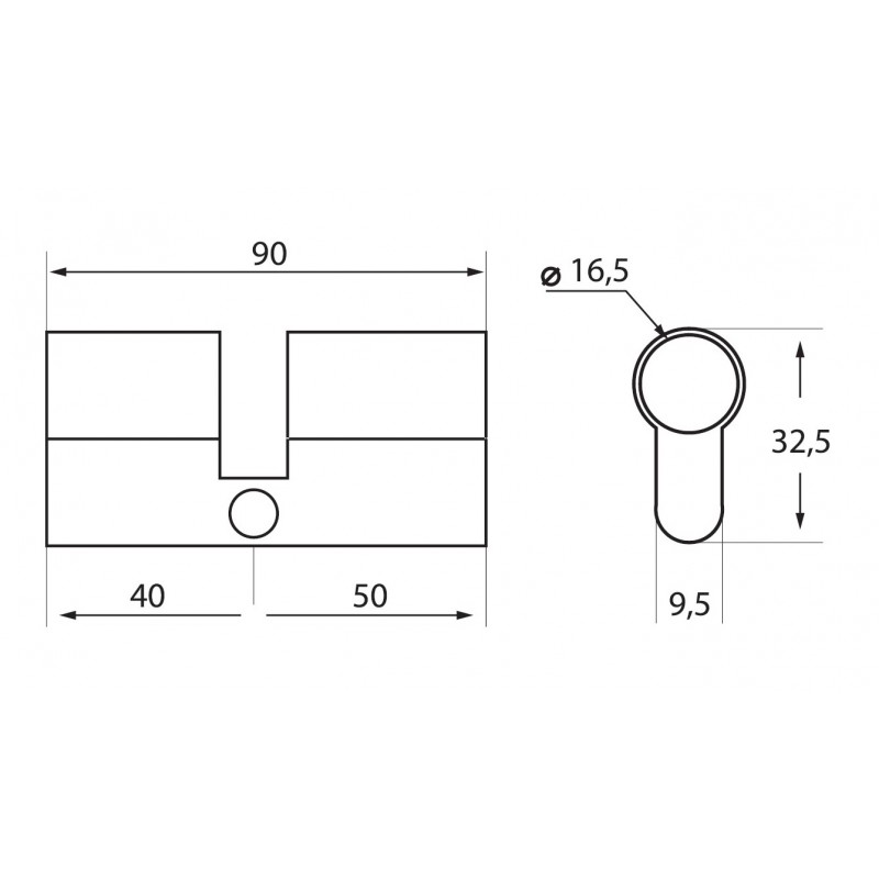 Wkładka 40 x 50 mm Dwustronna Nikiel 3 Klucze