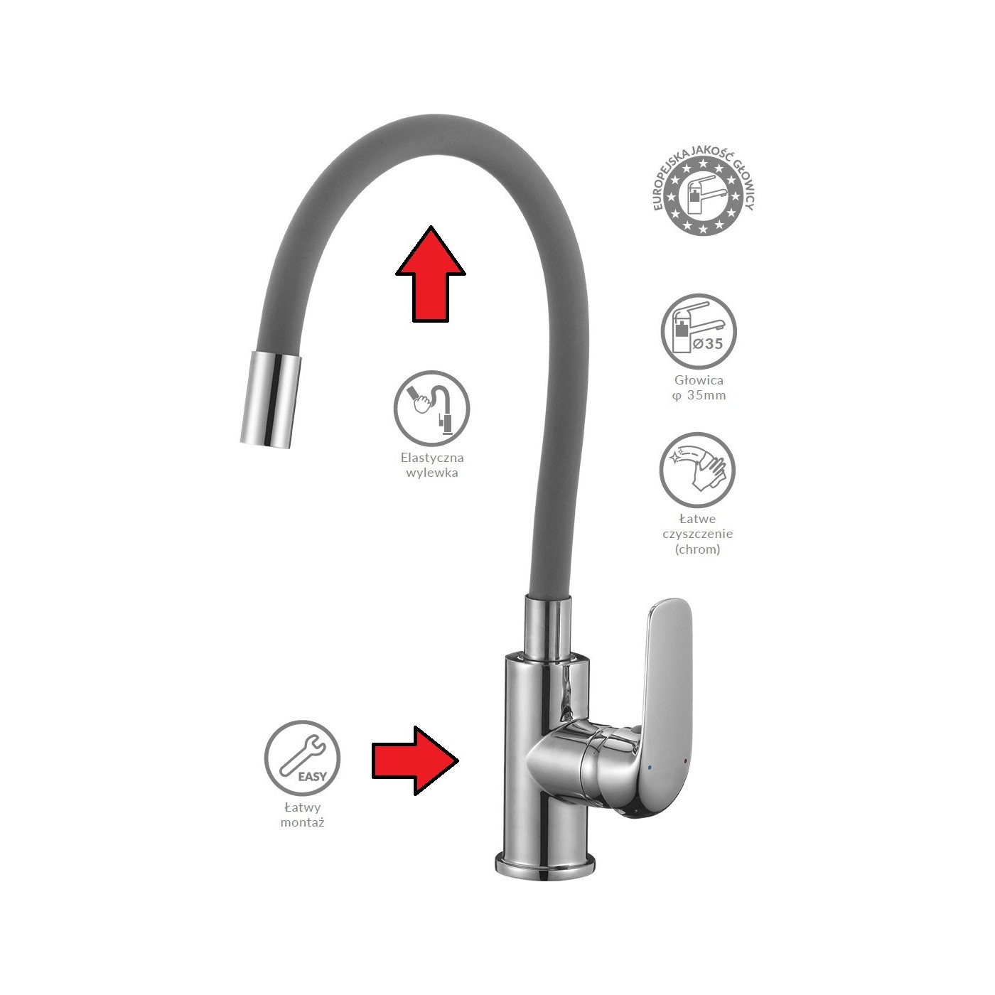 Zlewozmywak Granitowy Bateria elastyczna Syfon Szary Zlewozmywak Granitowy Bateria elastyczna Syfon Szary