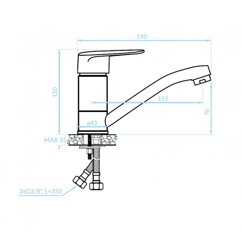 Bateria Umywalkowa z Ruchomą Wylewką SAGRA