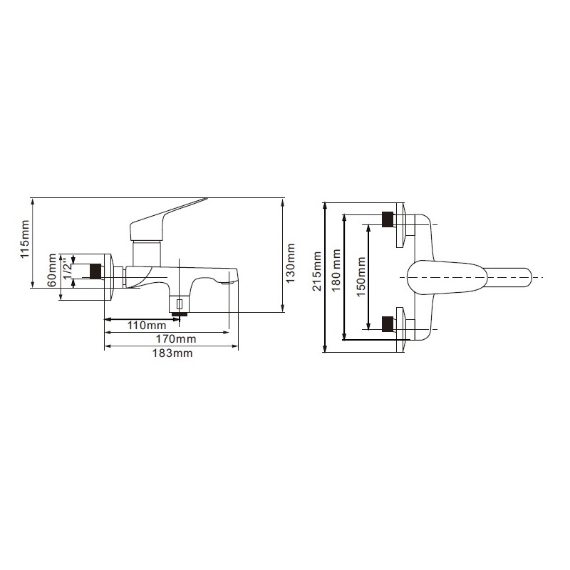 Bateria Wannowa Ścienna Czarna SAGRA