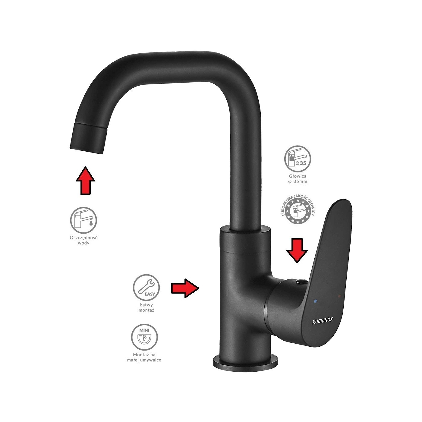 Bateria Umywalkowa Stojąca Czarna SAGRA Bateria Umywalkowa Stojąca Czarna SAGRA