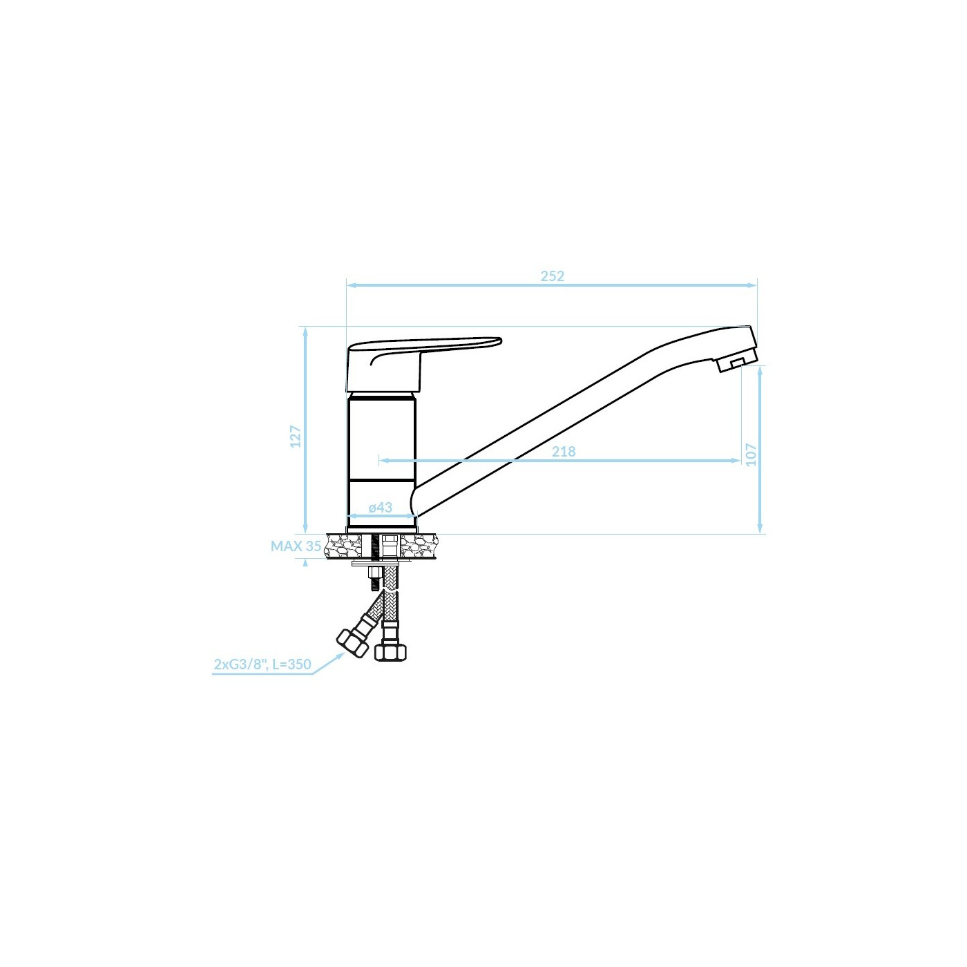 Bateria Zlewozmywakowa Stojąca Czarna SAGRA Bateria Zlewozmywakowa Stojąca Czarna SAGRA