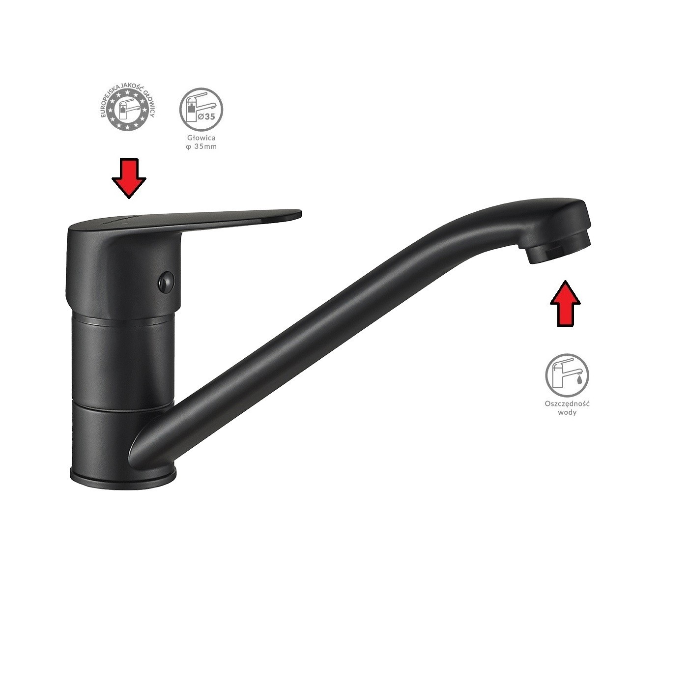 Bateria Zlewozmywakowa Stojąca Czarna SAGRA Bateria Zlewozmywakowa Stojąca Czarna SAGRA