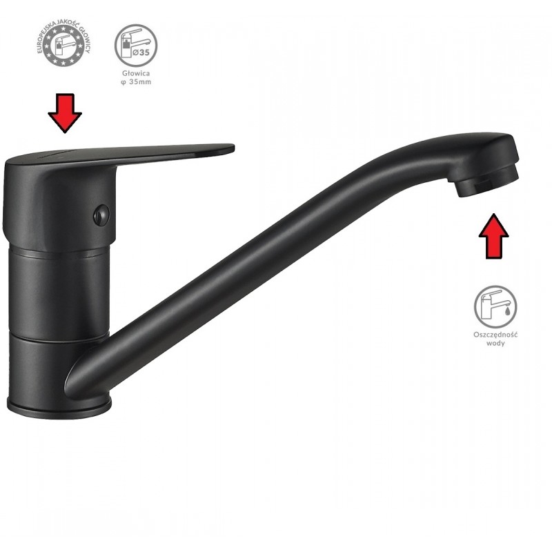 Bateria Zlewozmywakowa Stojąca Czarna SAGRA Bateria Zlewozmywakowa Stojąca Czarna SAGRA