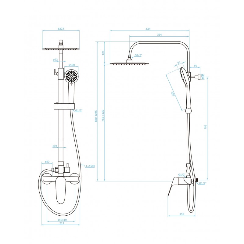 Kolumna Natryskowa z Baterią SAGRA
