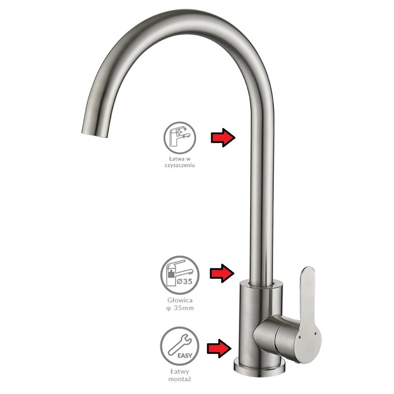 Bateria Zlewozmywakowa Stojąca MONO Inox Bateria Zlewozmywakowa Stojąca MONO Inox