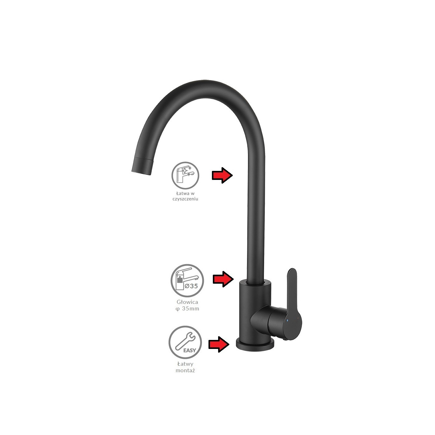 Bateria Zlewozmywakowa Stojąca MONO Czarna Mat Bateria Zlewozmywakowa Stojąca MONO Czarna Mat