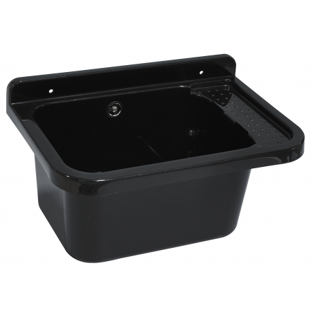 Zlew Gospodarczy Czarny 50 x 34 cm z Syfonem