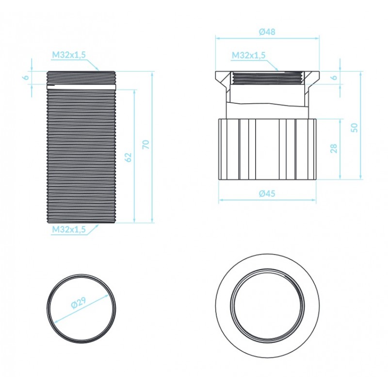 Tuleja Montażowa do Baterii Zlewozmywakowych Stojących Tuleja Montażowa do Baterii Zlewozmywakowych Stojących