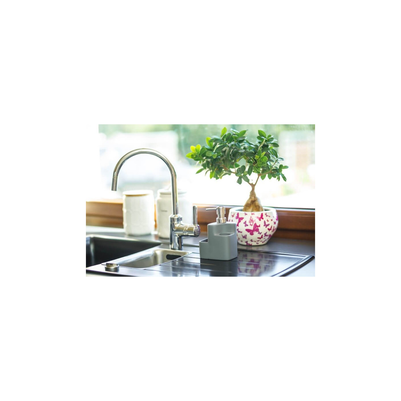 Dozownik do Płynu do Naczyń Ceramiczny Szary