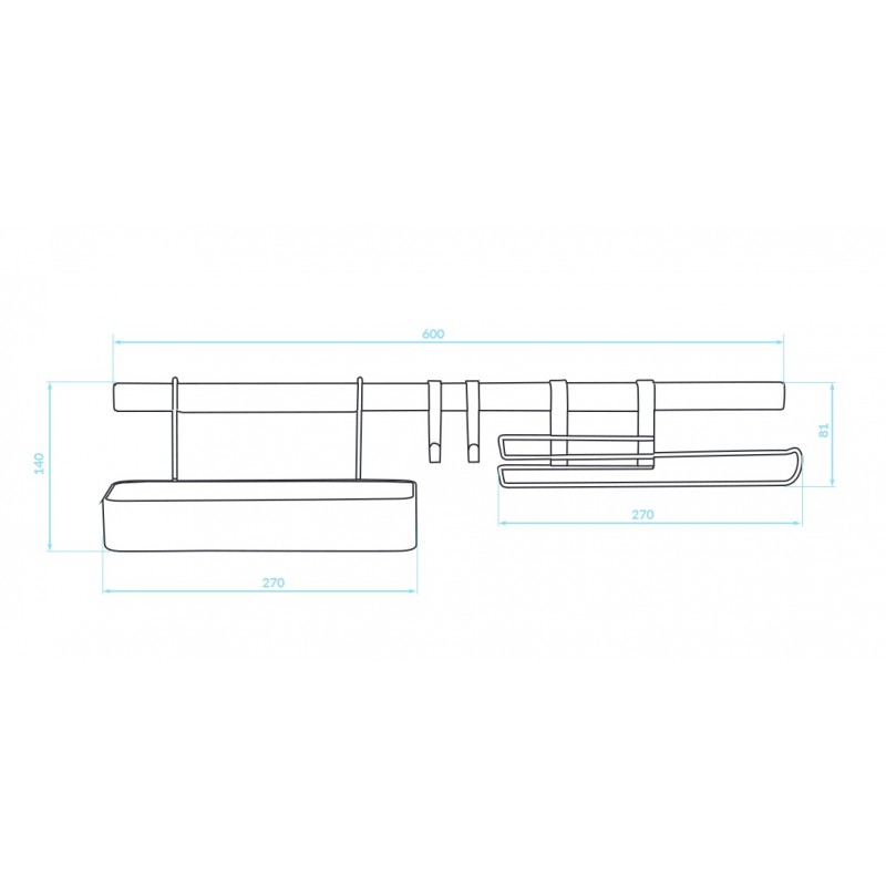 Reling Kuchenny Biały Półka Uchwyt Haczyki Reling Kuchenny Biały Półka Uchwyt Haczyki