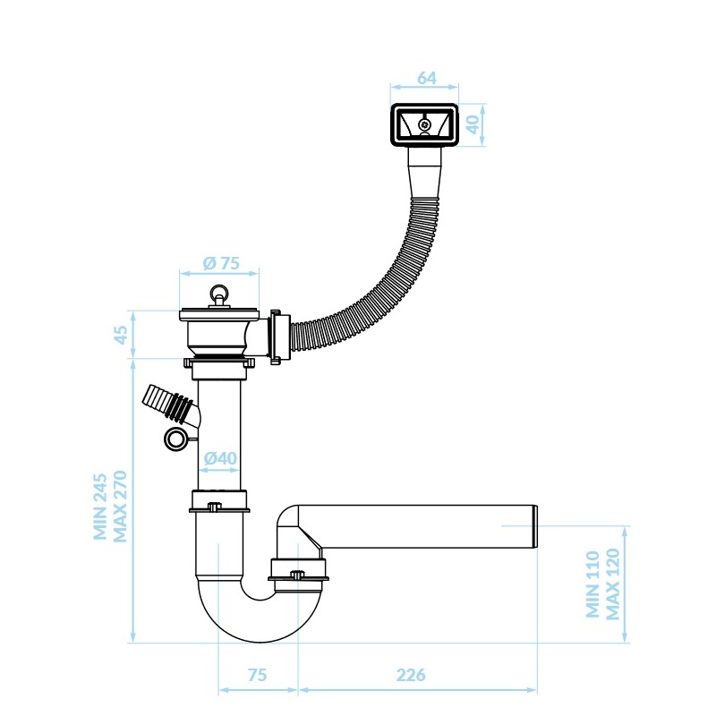 Syfon do Zlewu Jednokomorowego z Przelewem