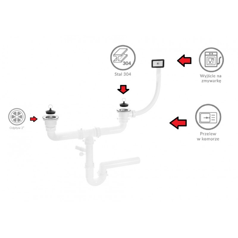Syfon do Zlewu Jednokomorowego i Dwukomorowego 2×2″