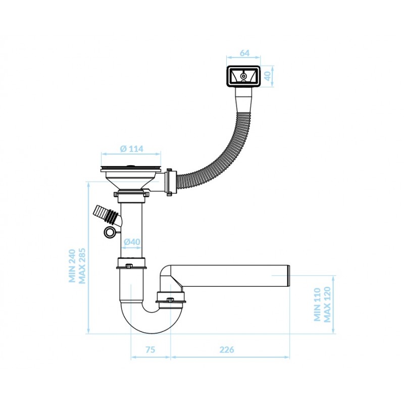 Syfon do Zlewu Jednokomorowego z Przelewem 3,5"