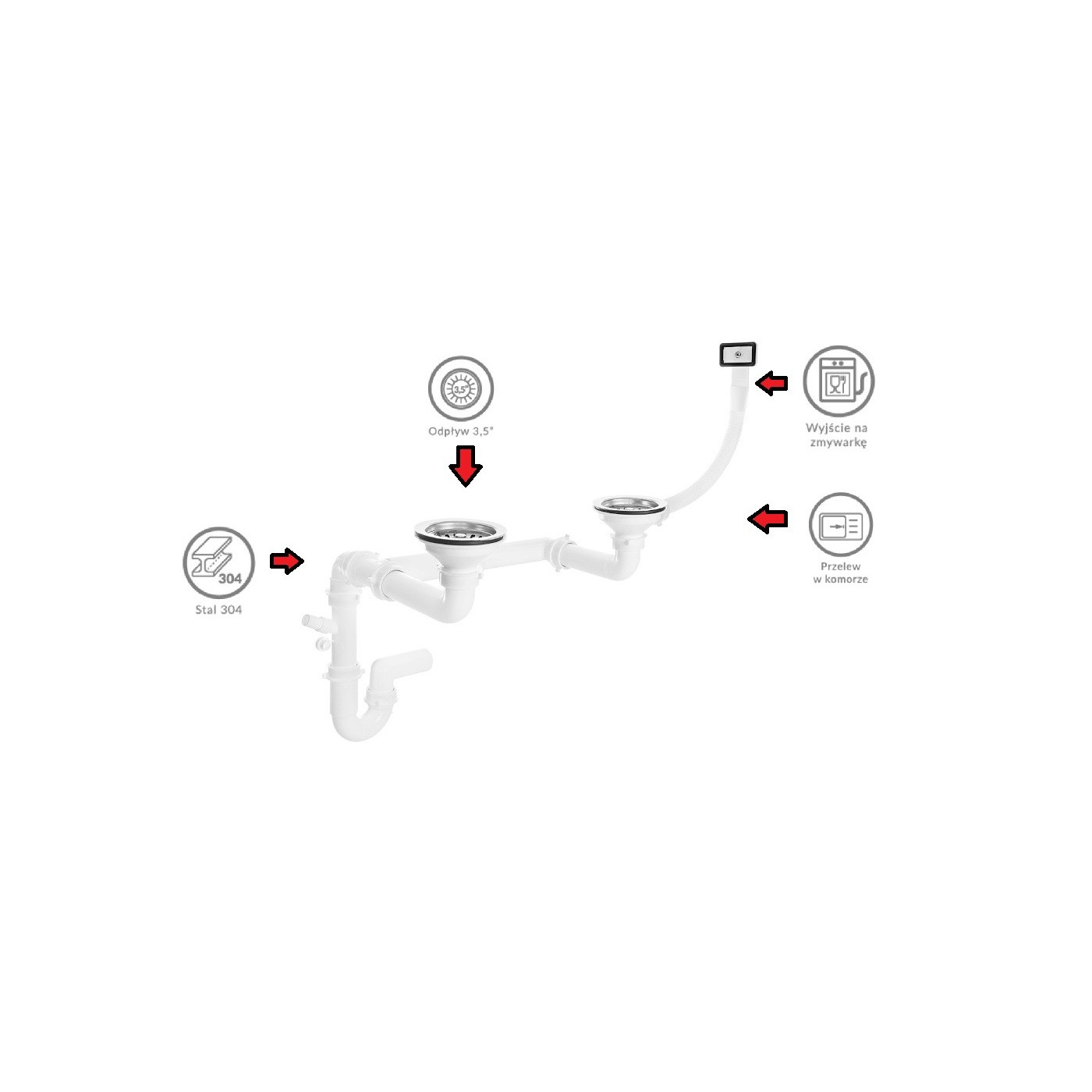 Syfon do Zlewu Jednokomorowego i Dwukomorowego 2×3,5 ″
