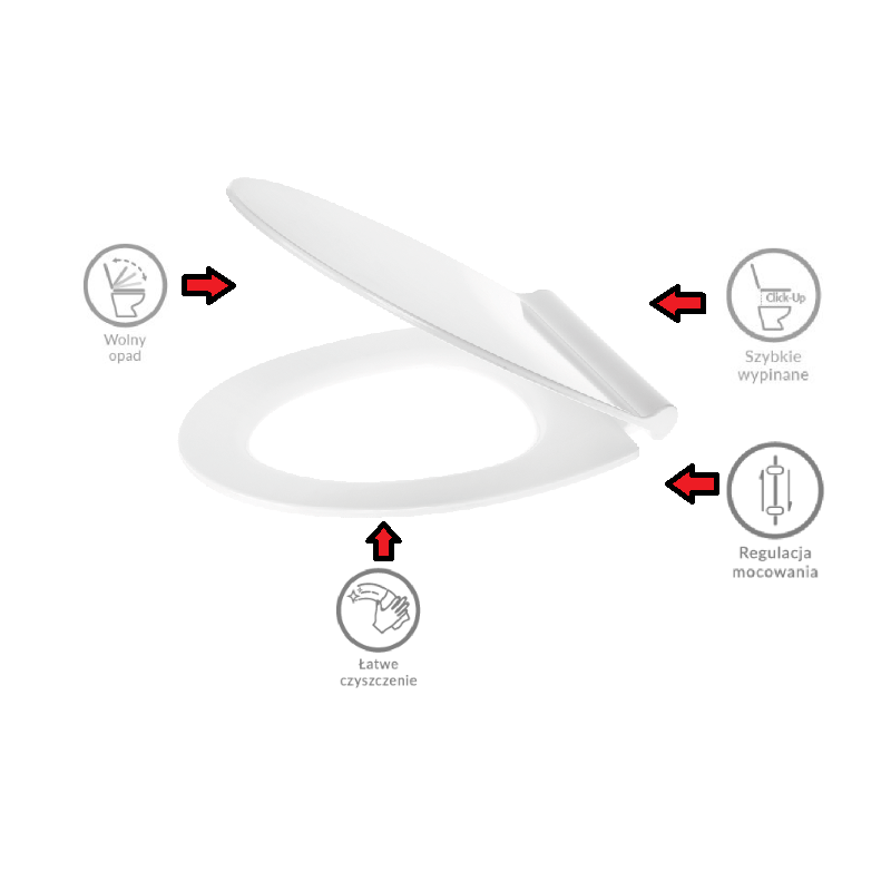Deska WC Wolnoopadająca Wypinana Biała SLIM