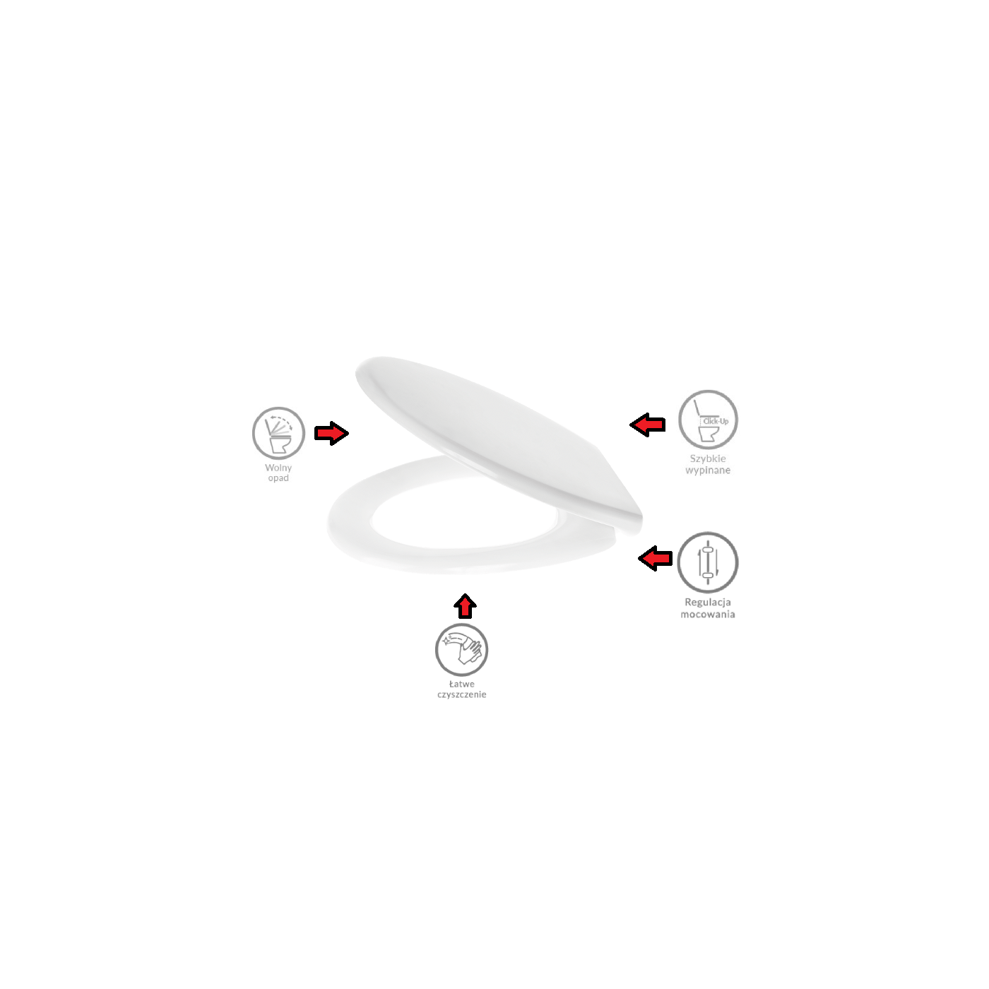 Deska WC Wolnoopadająca Wypinana Biała STANDARD