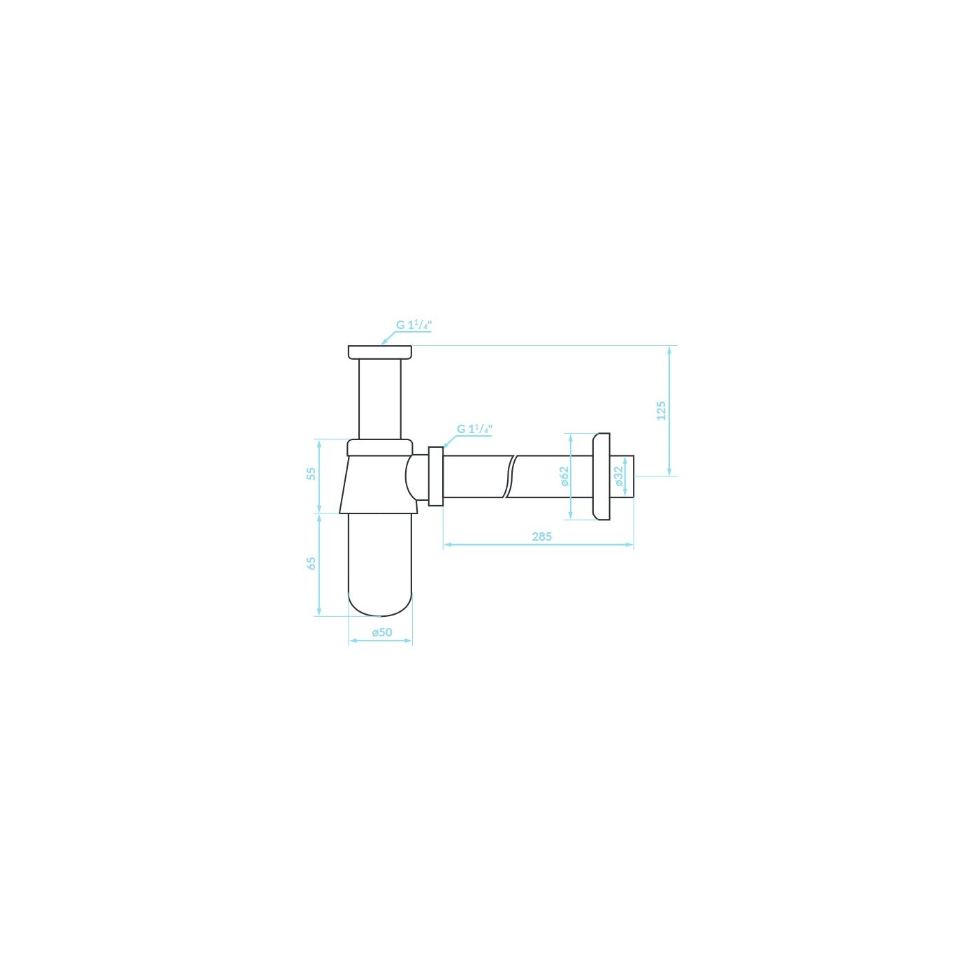 Syfon Umywalkowy Butelkowy Stalowy Czarny