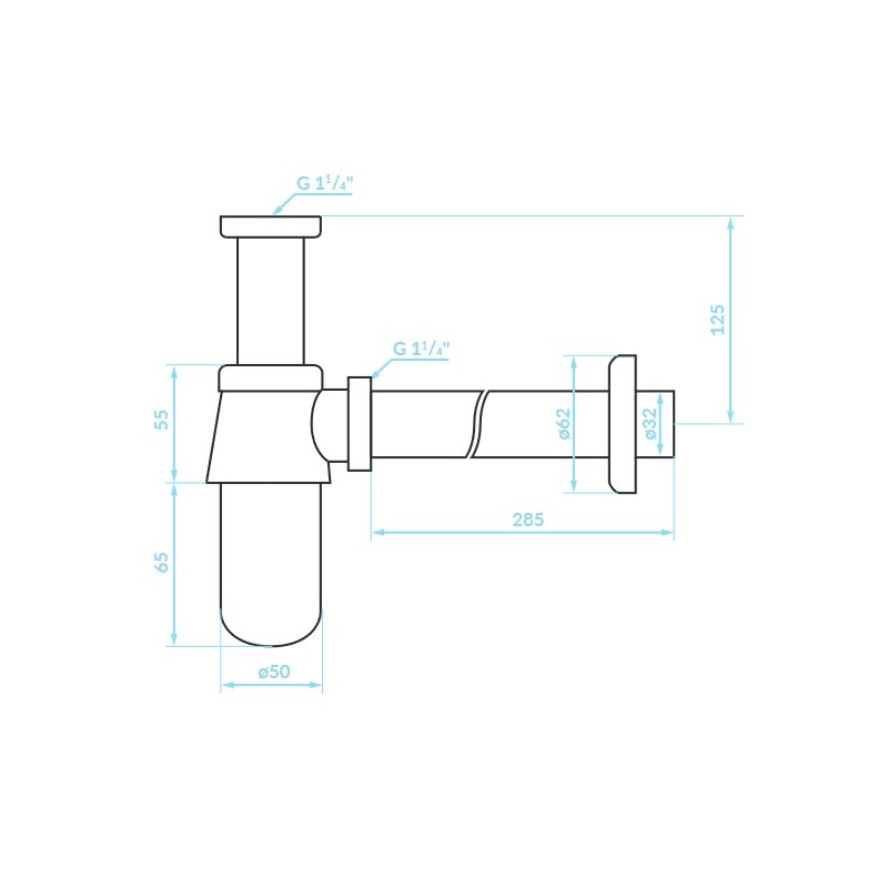 Syfon Umywalkowy Butelkowy Stalowy Różowe Złoto Syfon Umywalkowy Butelkowy Stalowy Różowe Złoto