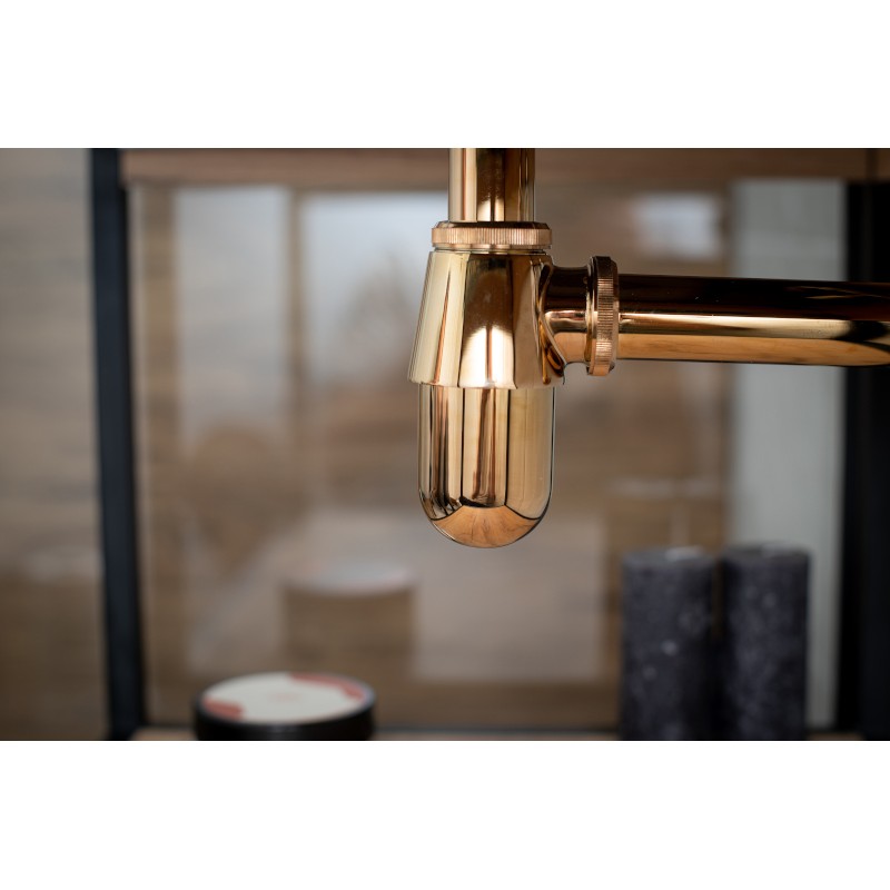 Syfon Umywalkowy Butelkowy Stalowy Różowe Złoto Syfon Umywalkowy Butelkowy Stalowy Różowe Złoto