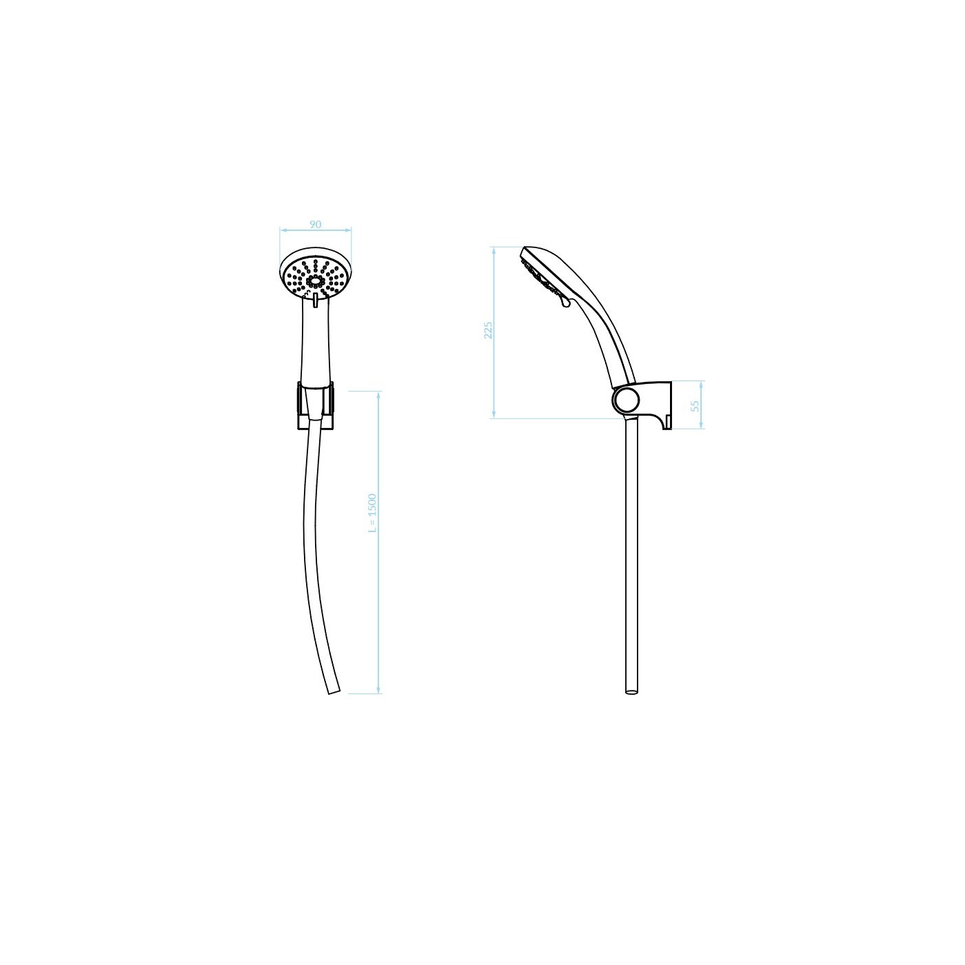 Zestaw Prysznicowy Słuchawka Wąż i Uchwyt Chrom