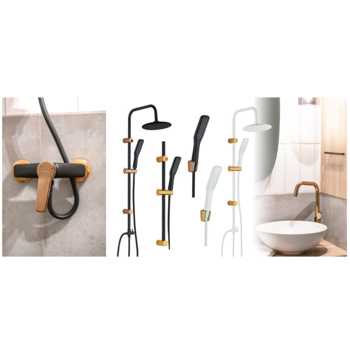 Bateria Umywalkowa Łazienkowa Biała Złota