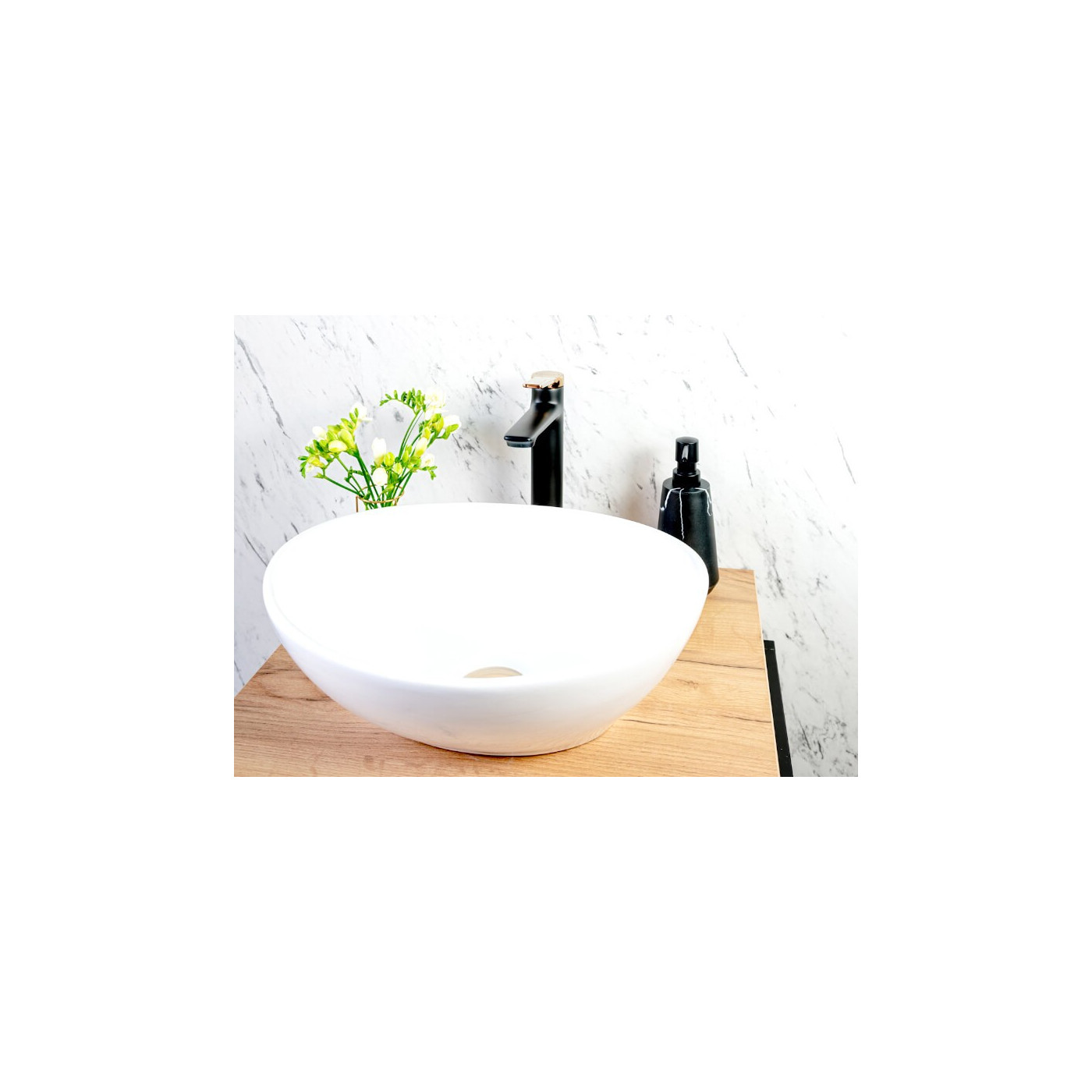 Bateria Umywalkowa Łazienkowa Nablatowa Alanis Czarna