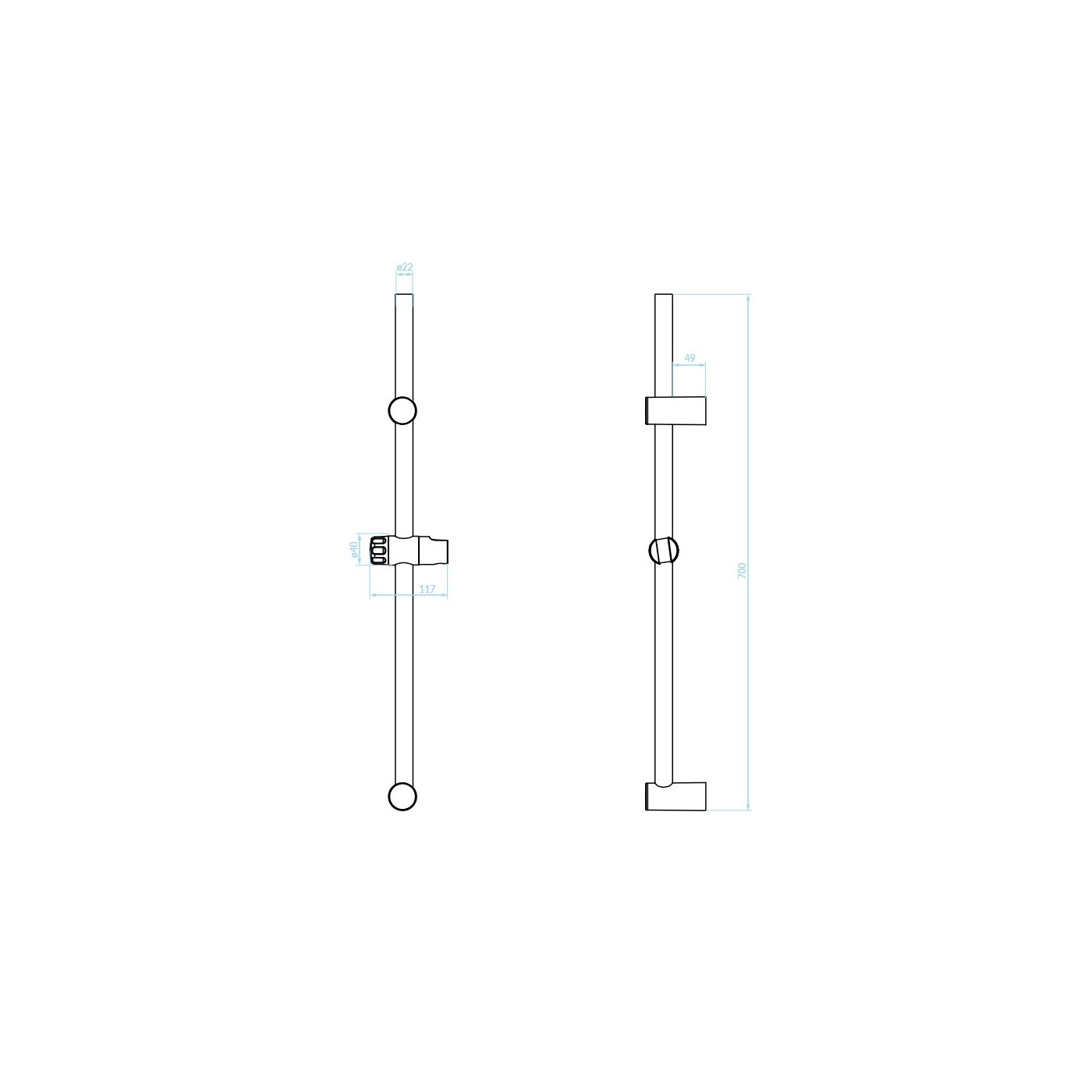 Drążek Natryskowy Prysznicowy Czarny Cento Drążek Natryskowy Prysznicowy Czarny Cento