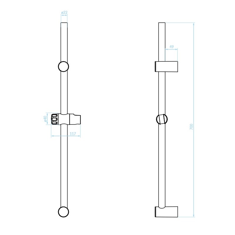 Drążek Natryskowy Prysznicowy Chrom Cento Drążek Natryskowy Prysznicowy Chrom Cento