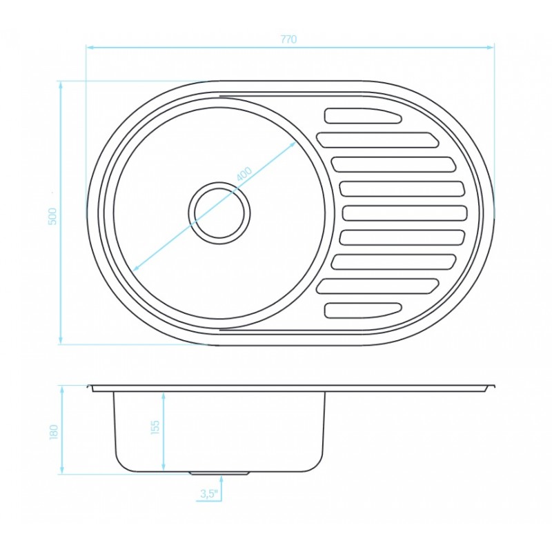 Zlewozmywak Jednokomorowy Metalowy z Ociekaczem Faro Zlewozmywak Jednokomorowy Metalowy z Ociekaczem Faro