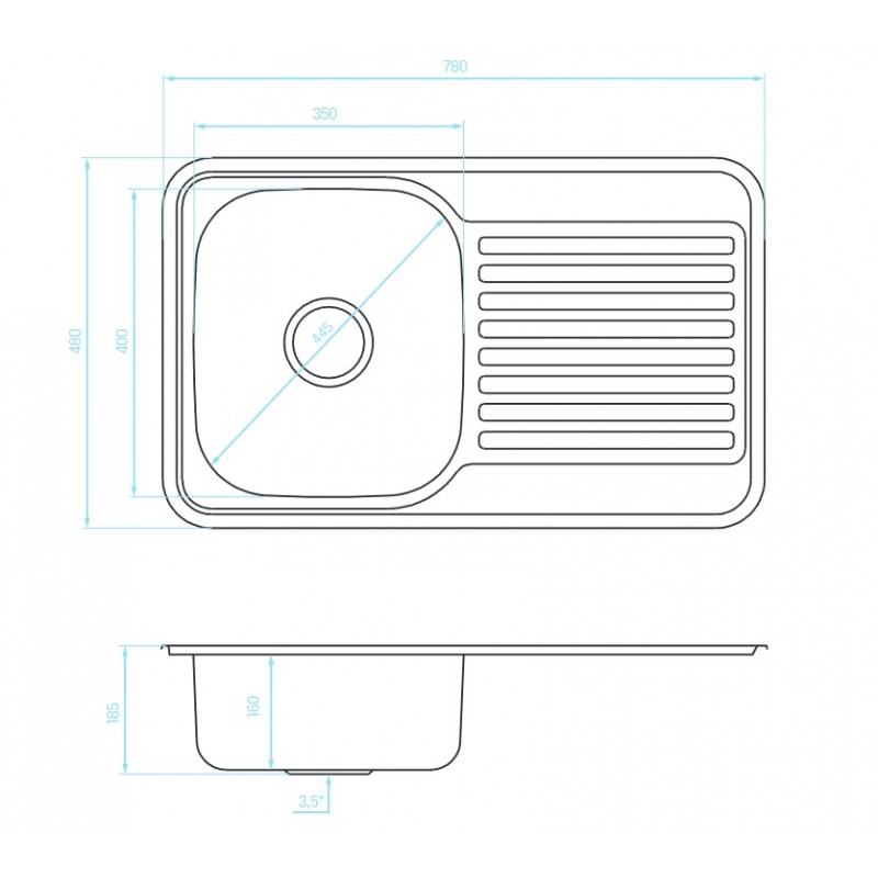Zlewozmywak Jednokomorowy Metalowy z Ociekaczem Faro Zlewozmywak Jednokomorowy Metalowy z Ociekaczem Faro