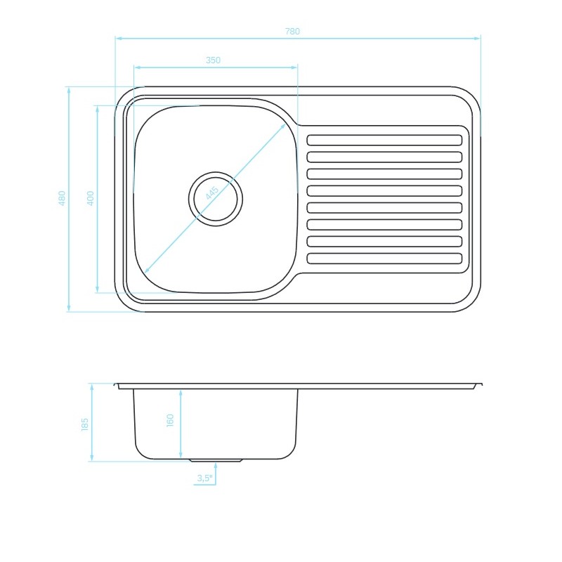 Zlewozmywak Jednokomorowy Metalowy z Ociekaczem Faro