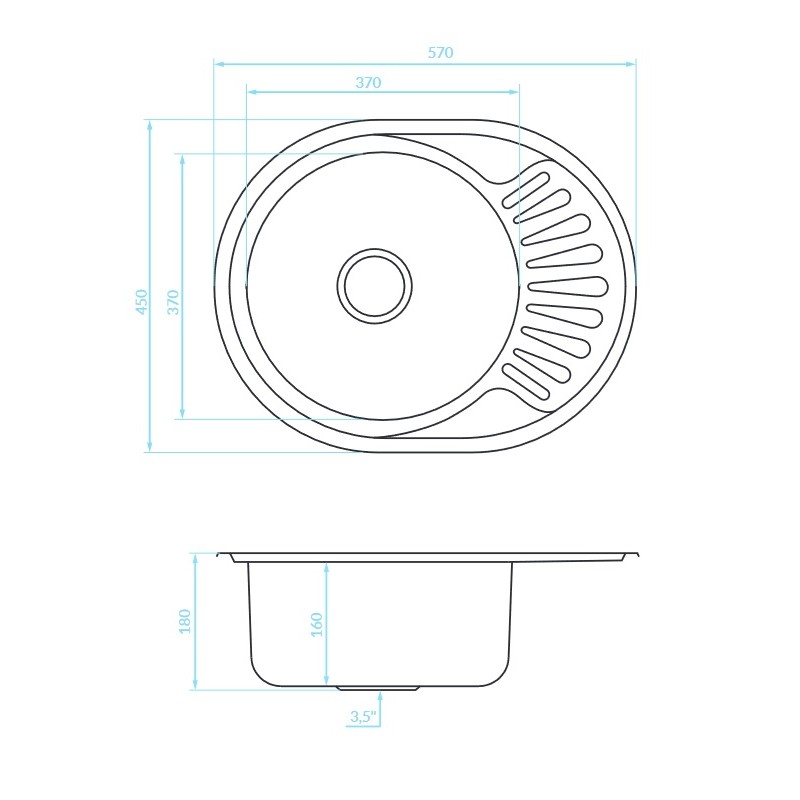 Zlewozmywak Jednokomorowy Metalowy Okrągły Normal