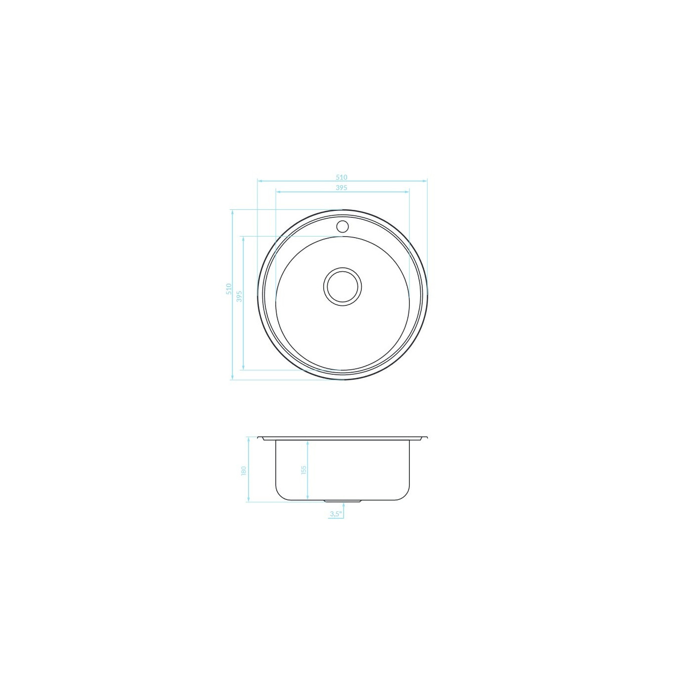 Zlewozmywak Jednokomorowy Metalowy Okrągły Orion